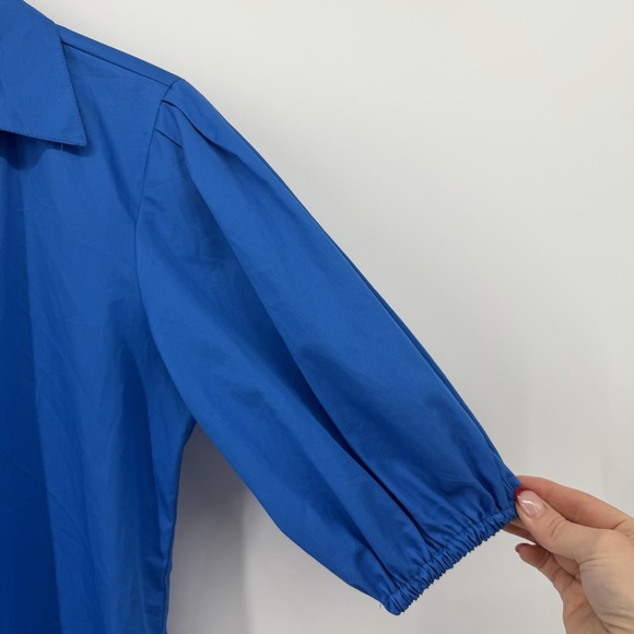 Kasia Blue Mini Dress Button Front Balloon Sleeve Women's Size Small Tiered - Picture 4 of 9